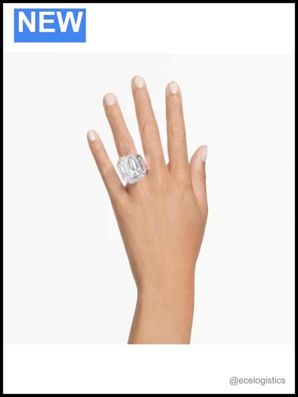 Lucent Crystal Cocktail Ring Octagon Cut 138 Facets Statement Jewelry